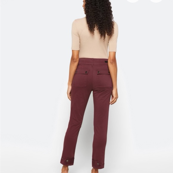 Burgundy Reese high rise double button utility straight pant - Picture 2 of 5